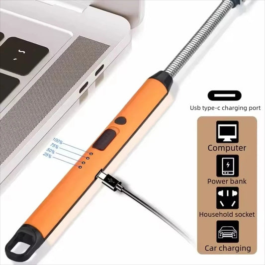 360° Outdoor Kitchen Lighter Usb Rechargeable Portable Electronic Arc Lighter Flexible Neck Safety Lock Windproof Eco Friendly Design