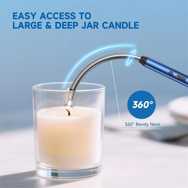 360° Outdoor Kitchen Lighter Usb Rechargeable Portable Electronic Arc Lighter Flexible Neck Safety Lock Windproof Eco Friendly Design