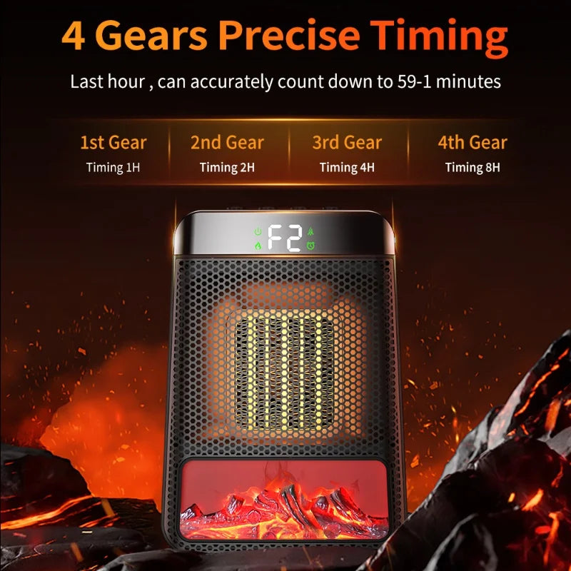 Flame Heater 1000W – Portable Electric Plug-in Room Heater with Flame Effect & Remote Control