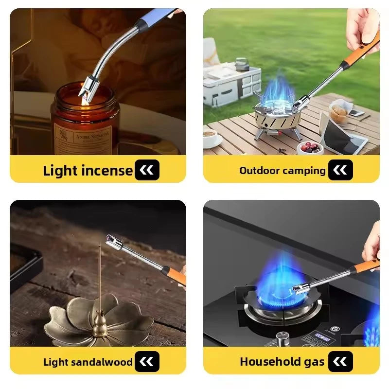 360° Outdoor Kitchen Lighter Usb Rechargeable Portable Electronic Arc Lighter Flexible Neck Safety Lock Windproof Eco Friendly Design