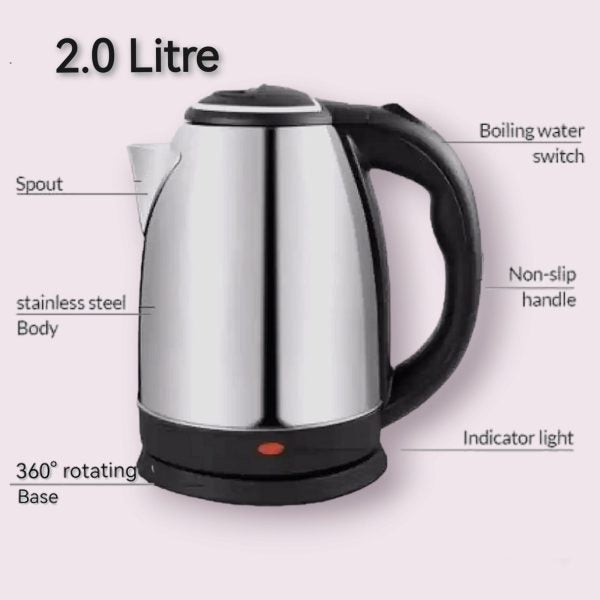 Automatic Electric Kettle 2.0L – Stainless Steel Hot Water Boiler With Auto Shut-Off, LED Display & Temperature Control (1000W, 220V) (Without Box)