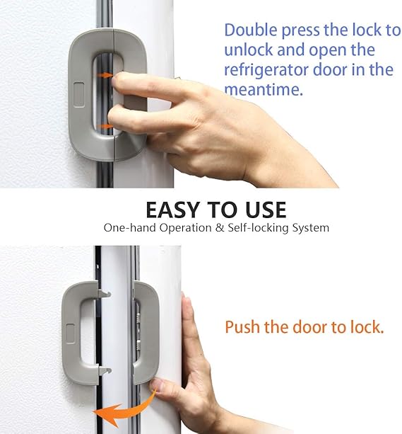 Refrigerator Door Lock for Child Safety | Easy Adhesive Freezer Lock | Double Button Design | Random Color