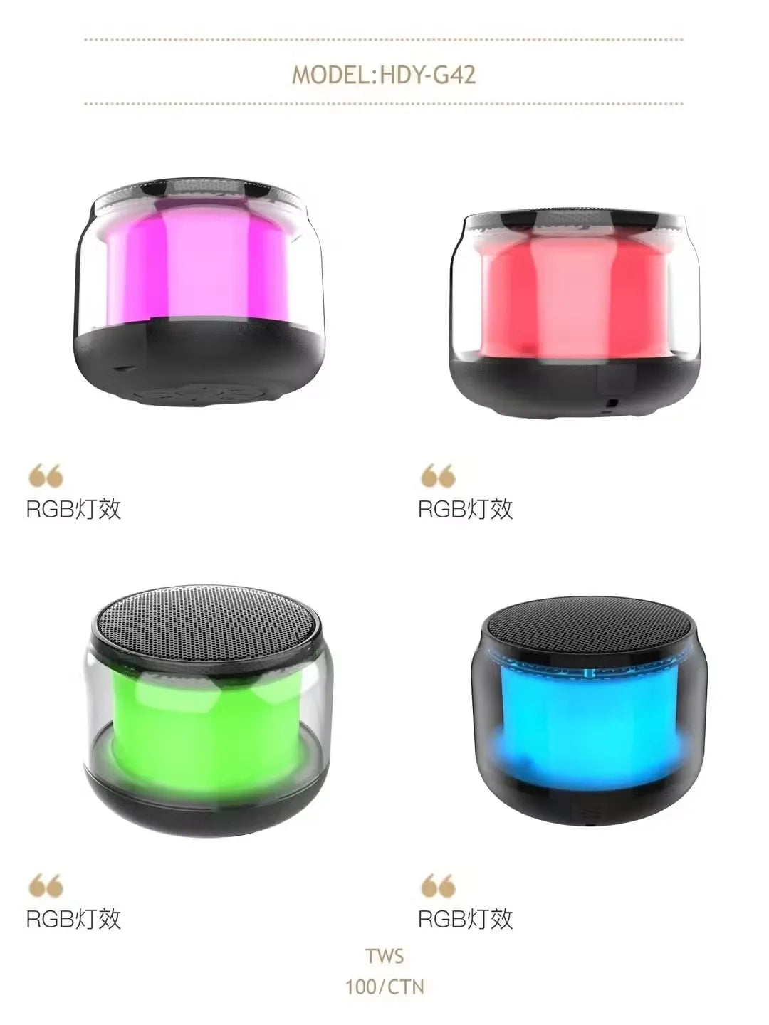 RGB Lights Portable Wireless Speaker | Long‑Lasting Battery | Premium Box Packaging
